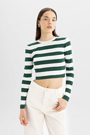DeFacto Coool Slim Fit Çizgili Bisiklet Yaka Kazak X6888AZ24WNGN311
