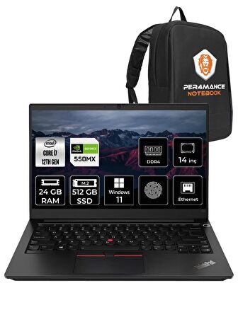 Lenovo Thinkpad E14 G4 i7-1255U 24GB 512GB SSD MX550 W11H 14" FHD 21E30061TX & PER4 ÇANTA