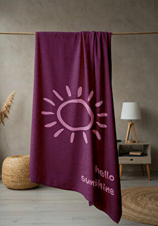 Hello Sunshine Yazılı Plaj Deniz Havlusu Dijital Baskı Peştamal 80x160 CM HSS01