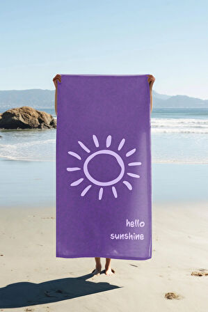 Hello Sunshine Yazılı Plaj Deniz Havlusu Dijital Baskı Peştamal 80x160 CM HSS02