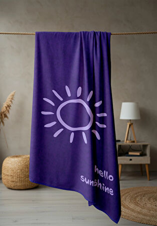 Hello Sunshine Yazılı Plaj Deniz Havlusu Dijital Baskı Peştamal 80x160 CM HSS02