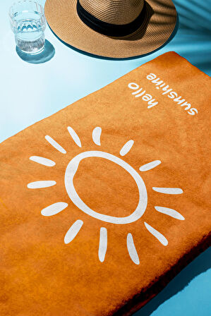 Hello Sunshine Yazılı Plaj Deniz Havlusu Dijital Baskı Peştamal 80x160 CM HSS03