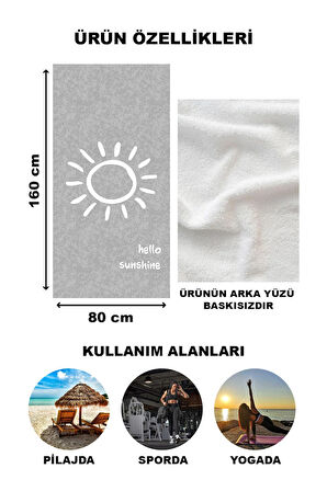 Hello Sunshine Yazılı Plaj Deniz Havlusu Dijital Baskı Peştamal 80x160 CM HSS05