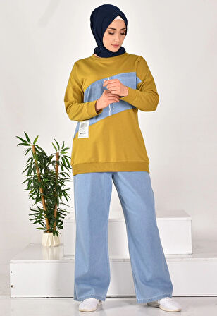 CYLN541 İKİ İPLİK KUMAŞ TAŞ İŞLEMELİ VE GARNİLİ İKİLİ TAKIM