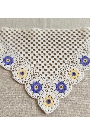 El Örgüsü Organik Koton Ekru Renk Örgü Bandana
