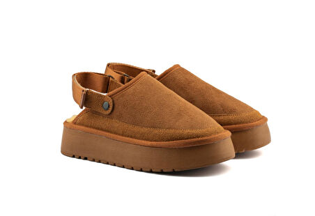 Canberra Kışlık Kadın Ayarlanabilir Kürk Detaylı Yüksek Taban Slipper