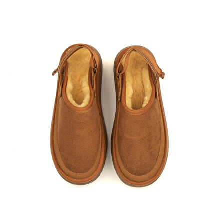 Canberra Kışlık Kadın Ayarlanabilir Kürk Detaylı Yüksek Taban Slipper