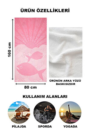Modern Desenli Dijital Baskı Plaj Deniz Havlusu Peştamal 80x160 Cm BRS005