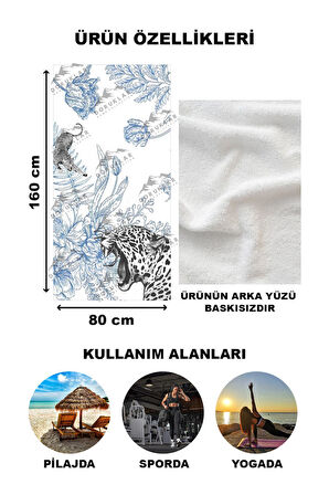 Modern Desenli Dijital Baskı Plaj Deniz Havlusu Peştamal 80x160 Cm TKR005