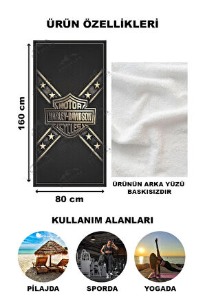 Modern Desenli Dijital Baskı Plaj Deniz Havlusu Peştamal 80x160 Cm BRS015