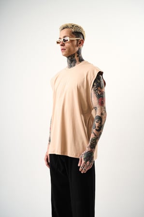 Erkek Basic Tank Top Atlet Bej