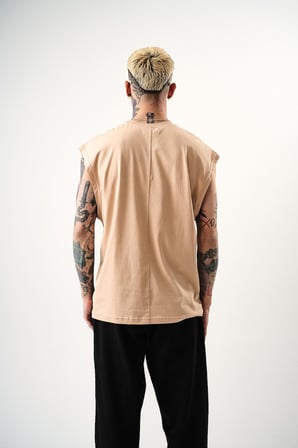 Erkek Basic Tank Top Atlet Bej