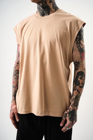 Erkek Basic Tank Top Atlet Bej