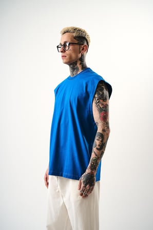 Erkek Basic Tank Top Atlet Mavi