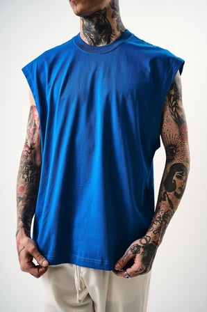 Erkek Basic Tank Top Atlet Mavi