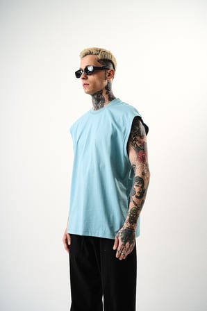 Erkek Basic Tank Top Atlet Bebe Mavi