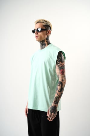 Erkek Basic Tank Top Atlet Su Yeşili