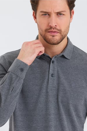 Erkek Polo Yaka Comfort Uzun Kollu Basic Tişört