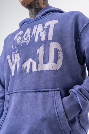 Erkek Star Baskılı Yıkamalı Kapüşonlu Oversize Hoodie Mor