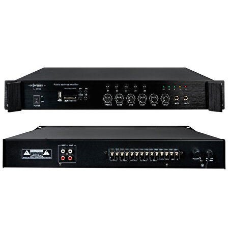 NWORK L-1000 5 Bölge Anfi Mixer 100 Watt Trafolu Bluetooth Usb Sd