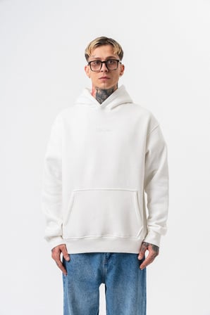 Erkek Da Vinci Baskılı Kapüşonlu Oversize Hoodie Ekru