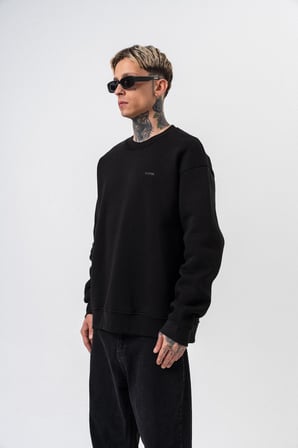 Erkek Respire Yazı Detaylı Basic Oversize Sweatshirt Siyah