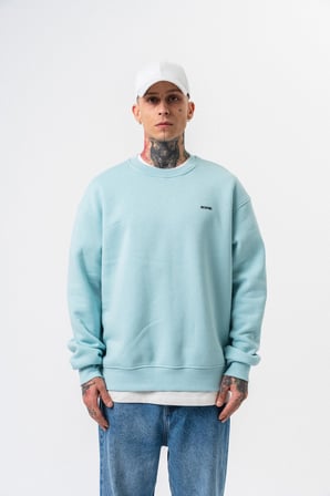 Erkek Respire Yazı Detaylı Basic Oversize Sweatshirt Bebe Mavi