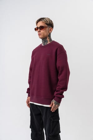 Erkek Respire Yazı Detaylı Basic Oversize Sweatshirt Vişne