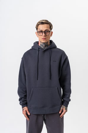 Erkek Respire Yazı Detaylı Kapüşonlu Basic Oversize Hoodie Füme