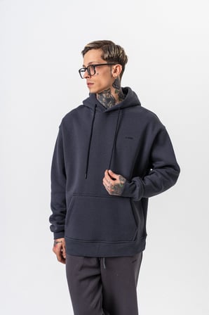 Erkek Respire Yazı Detaylı Kapüşonlu Basic Oversize Hoodie Füme
