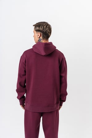 Erkek Respire Yazı Detaylı Kapüşonlu Basic Oversize Hoodie Vişne