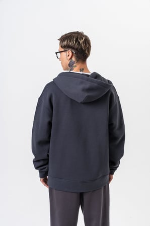Erkek Respire Yazı Detaylı Kapüşonlu Basic Zip Oversize Hoodie Füme