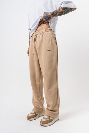 Erkek Respire Yazı Detaylı Basic Baggy Eşofman Altı Bej