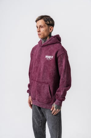 Erkek Dopamine Hit Baskılı Kapüşonlu Oversize Hoodie Vişne