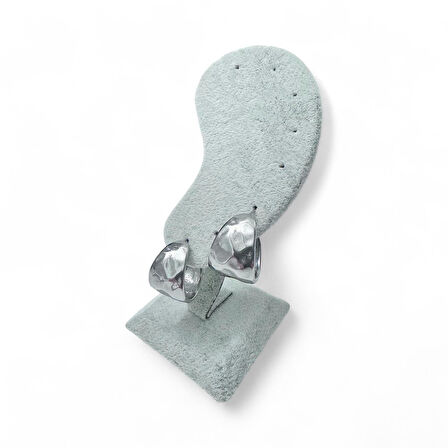 Bombeli Dövme Halka Kadın Çelik Küpe Gümüş Renk 