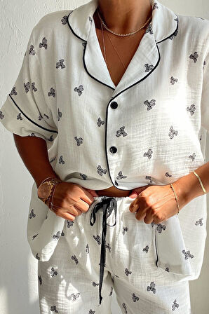 Müslin Biyeli Fiyonk Pantolon Takım