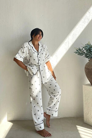 Müslin Biyeli Fiyonk Pantolon Takım