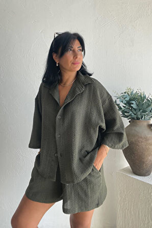 Haki Salaş İnce Şort Takım