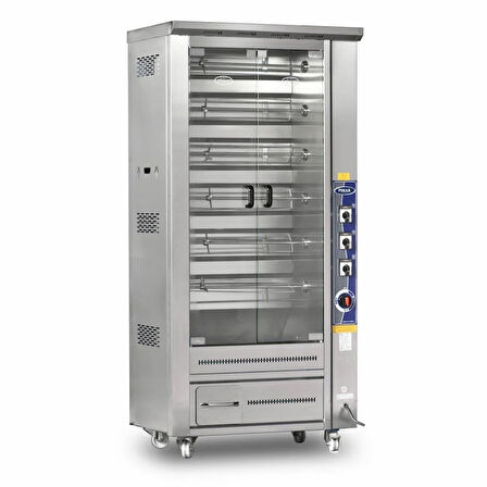 Pimak Tek Vitrinli Piliç Makinesi Doğalgazlı 6 Şiş 24 Piliç