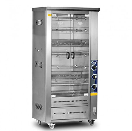 Pimak Tek Vitrinli Piliç Makinesi Doğalgazlı 6 Şiş 30 Piliç