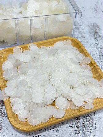 20 mm (2cm) Sedef Görünümlü Pul Çanta, Supla, Patik Pulu 25 gr 1 Ekru