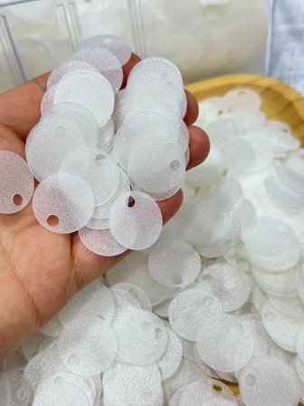 20 mm (2cm) Sedef Görünümlü Pul Çanta, Supla, Patik Pulu 25 gr 1 Ekru