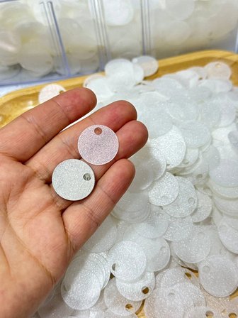 20 mm (2cm) Sedef Görünümlü Pul Çanta, Supla, Patik Pulu 25 gr 1 Ekru