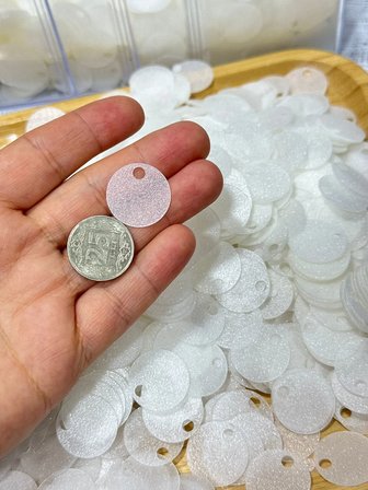 20 mm (2cm) Sedef Görünümlü Pul Çanta, Supla, Patik Pulu 25 gr 1 Ekru