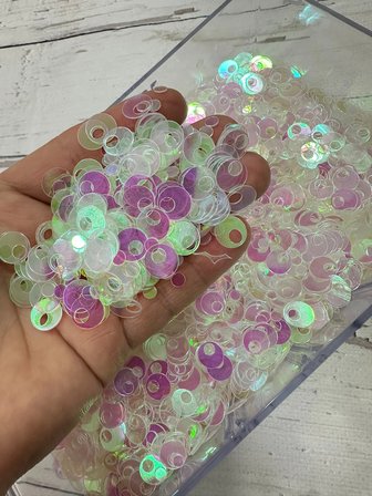 10 mm (1 cm) Pul Çanta, Supla, Patik Pulu 25 gr 3 Şeffaf Yanardöner