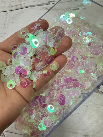 10 mm (1 cm) Pul Çanta, Supla, Patik Pulu 25 gr 3 Şeffaf Yanardöner