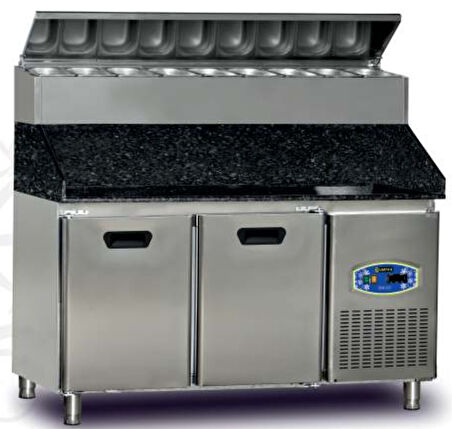 Dampak Pizza Hazırlık Buzdolabı Yüksek Model Çift Kapılı 290 litre150 x 70 x 133 (cm)