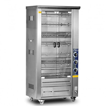 Pimak Tek Vitrinli Piliç Makinesi Tüplü 6 Şiş 30 Piliç 105 x 60 x 190 (cm