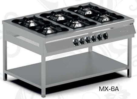 Pimak Tüplü Taban Raflı 6 Gözlü Ocak