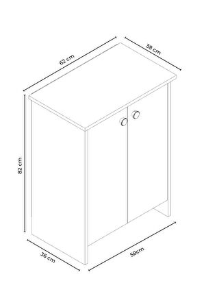Dorta Mutfak Dolabı 2 Kapaklı 3 Raflı Kahve Köşesi Kiler Dolabı Beyaz